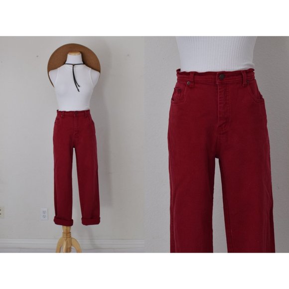 Vintage 90s Red Cotton/lycra Jeans size 10‎ | 32 waist - Picture 1 of 10